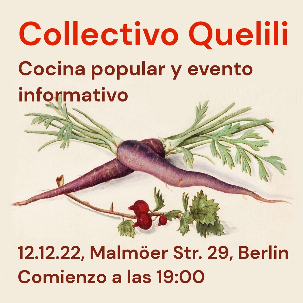 🥗 Cocina popular y evento informativo en Berlín 🗣️

El lunes hacemos de comida y compartimos info sobre nuestro proyecto. Quizás también haya un 📽️.

📍 M29. Malmöerstrasse 29, 10439
⏰ 12.12.22, 7pm
