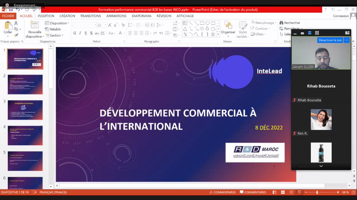 Une nouvelle session de formations-coaching est lancée pour les startups accompagnées par R&amp;D Maroc sur les thèmes « Techniques de commerce international » et « How to make our business scalable »