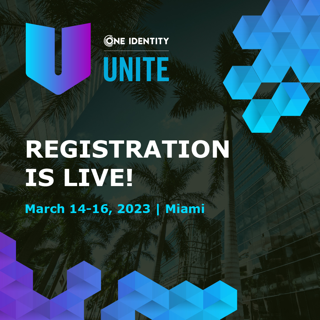 #OneIdentityUNITE, the world’s leading #IdentitySecurity event will return this March in Miami, but registration is open NOW! Reserve your room today: okt.to/UWcbYg