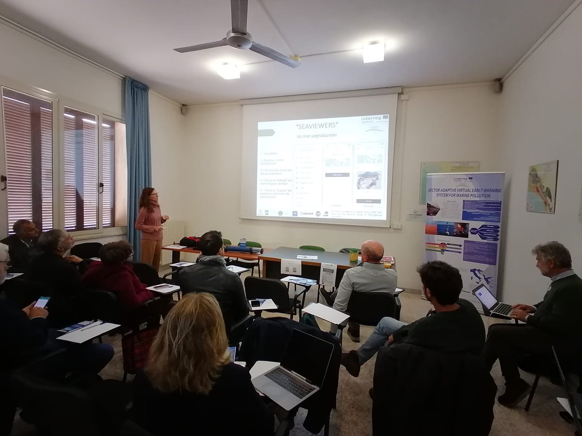 SInterreg's tweet photo. On November 23rd CoNISMa partner organised the technical workshop for #SEAVIEWS project. The Italian partner explained to about 20 enthusiastic stakeholders the functioning of the innovative web-based platform, and the mobile app SEAVIEWERS. https://t.co/GC0Dc8FcAh