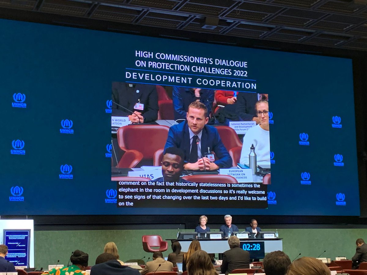 ENStatelessness's tweet photo. At @Refugees #HCDialogue closing plenary our Director Chris Nash intervening to welcome increased focus on #statelessness in development cooperation but equally critical need to support the inclusion &amp;legal empowerment of stateless communities to advocate for their own solutions https://t.co/2x2NmIGbyH
