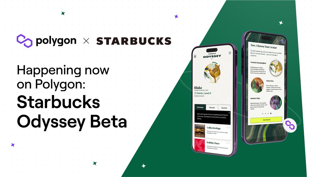 It’s time to wake up and smell the coffee ☕☀️

<a href="/Starbucks/">Starbucks</a> Odyssey Beta is LIVE #onPolygon. 
👉🏼The journey begins this week for a limited number of members.

Get a sneak peak 👀 at the exclusive, #Web3-powered experience ✨👇🏿
polygon.technology/blog/starbucks…