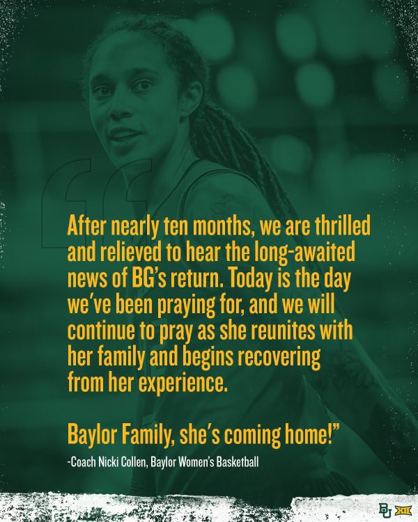 BaylorWBB's tweet photo. BG is coming home 💚 https://t.co/n1hjDpaysl