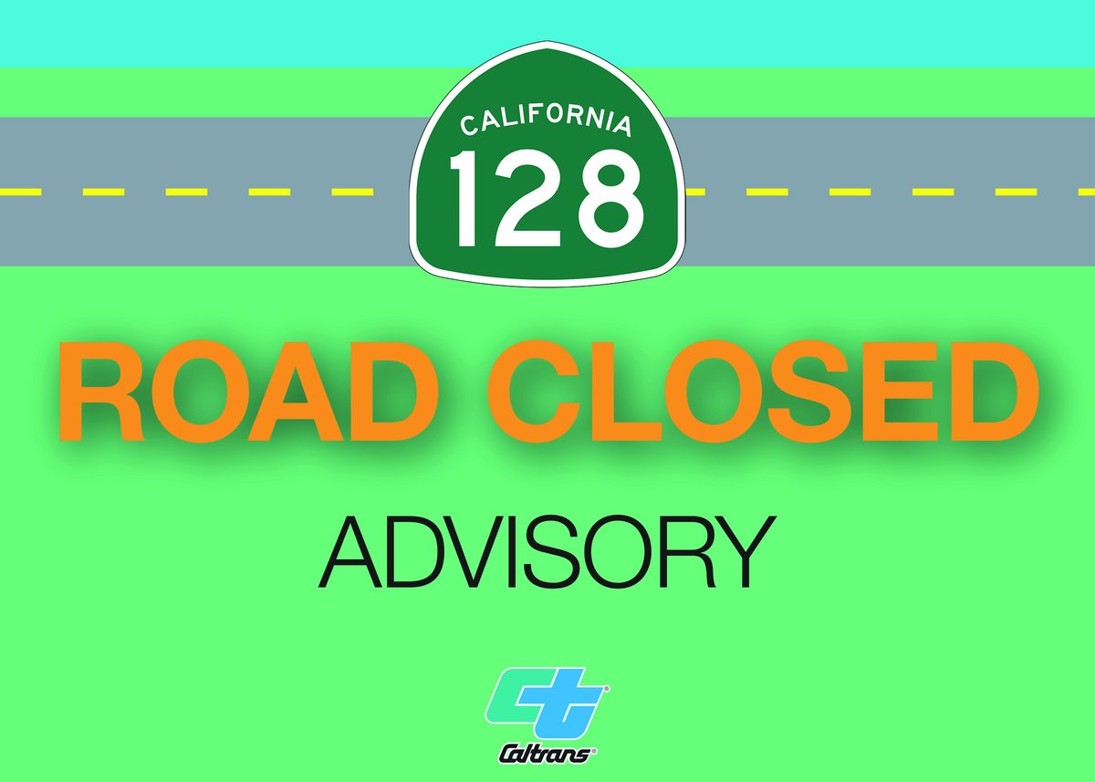 CaltransDist1's tweet photo. TRAFFIC ALERT: Route 128 is fully closed in Mendocino County from Route 1 to Navarro due to flooding. We will provide updates as they become available. Please check https://t.co/faudYObfTh or the Quickmap app for the latest road conditions.
#Route128 @CaltransDist1 https://t.co/iGUk8AEKAV