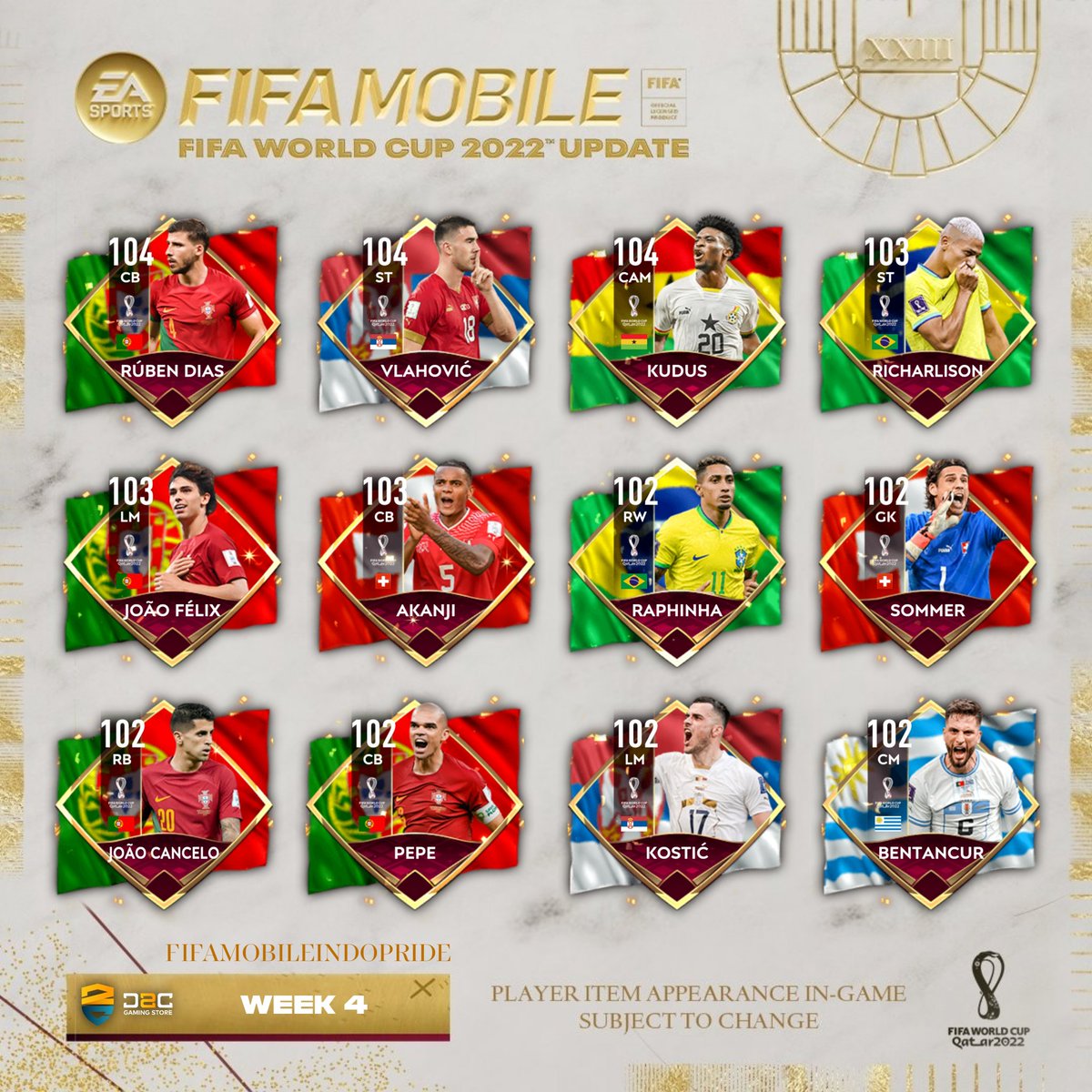 nodeepfm's tweet photo. 🇮🇩 Semua pemain yang akan muncul besok jam 2 pagi pada saat daily reset 🤯

All Players for next Group (Tomorrow at the reset)

Path/Jalur : 
🇧🇷 Ronaldinho 
🇧🇷 Casemiro 
🇺🇾 Suarez
🇨🇭 Sommer
🇵🇹 Joao Cancelo
🇨🇲 Toko Ekambi
🇬🇭 Salisu
🇷🇸 Zivkovic
🇰🇷 Lee Jae Sung 

#FIFAMobile #Nodeep https://t.co/GTtpeyNIwy