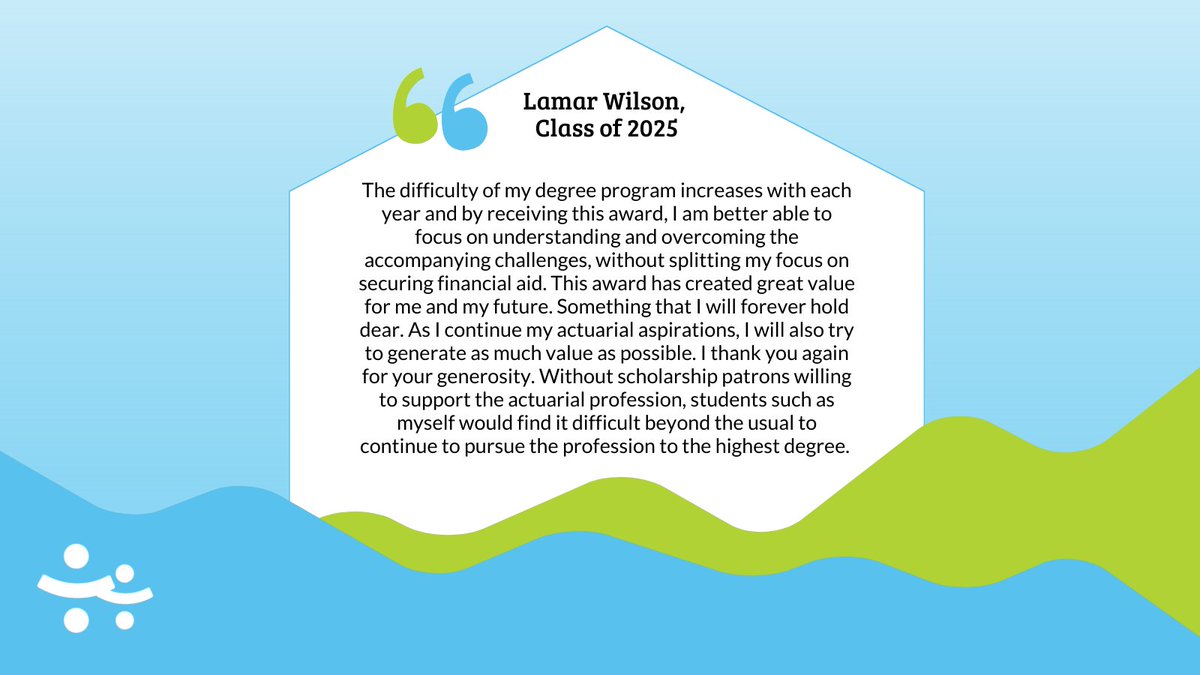 ActuarialFound's tweet photo. Today's #ThankfulThursday is from the 2022 Caribbean Scholarship winner, Lamar Wilson. Receiving the scholarship allows him to put more focus on his future career as an actuary. #Scholars #TheActuarialFoundation #Actuaries #FutureActuary https://t.co/CPv0oTCu7S
