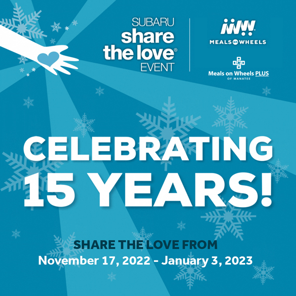 MealsWheelsPLUS's tweet photo. Thanks to Subaru of America's long-standing commitment to #MealsOnWheels, we’ve been able to deliver nearly 4 million meals to seniors over the past 15 years! You can help that number grow during this year’s #ShareTheLove Event. https://t.co/DL8I9jONZW