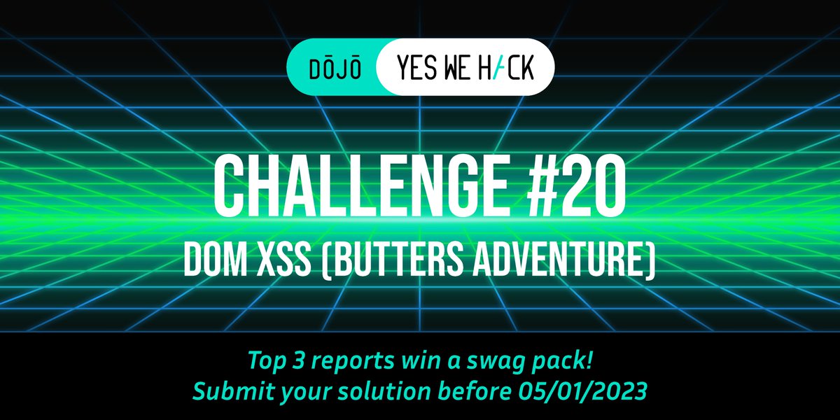 ⏰ DOJO Challenge - DOM XSS (Butters Adventure)

🎁 Top 3 reports win a swag pack! 
🗓️ Submit your solution before 05/01/2023

Check out it out here 😼👇
dojo-yeswehack.com/practice/ca271…

#BugBounty #YesWeRHackers #YWHDOJO