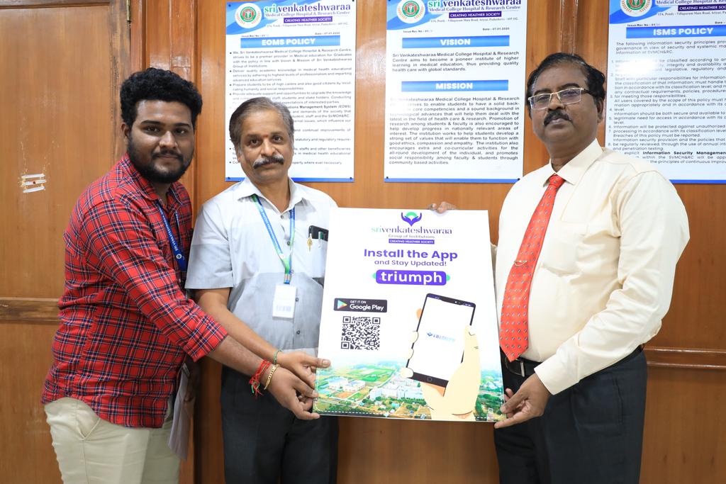 svmch_rc's tweet photo. இன்று 08.12.2022 ஸ்ரீ வெங்கடேஷ்வரா கல்வி குழுமத்தின் ட்ரைம்ப் #Triumph செயலி அறிமுகபடுத்தபட்டது! 

#SVGI #Triumph #SriVenkateshwaraa #SVMCHRC #MedicalCollege https://t.co/qvus20dnY5