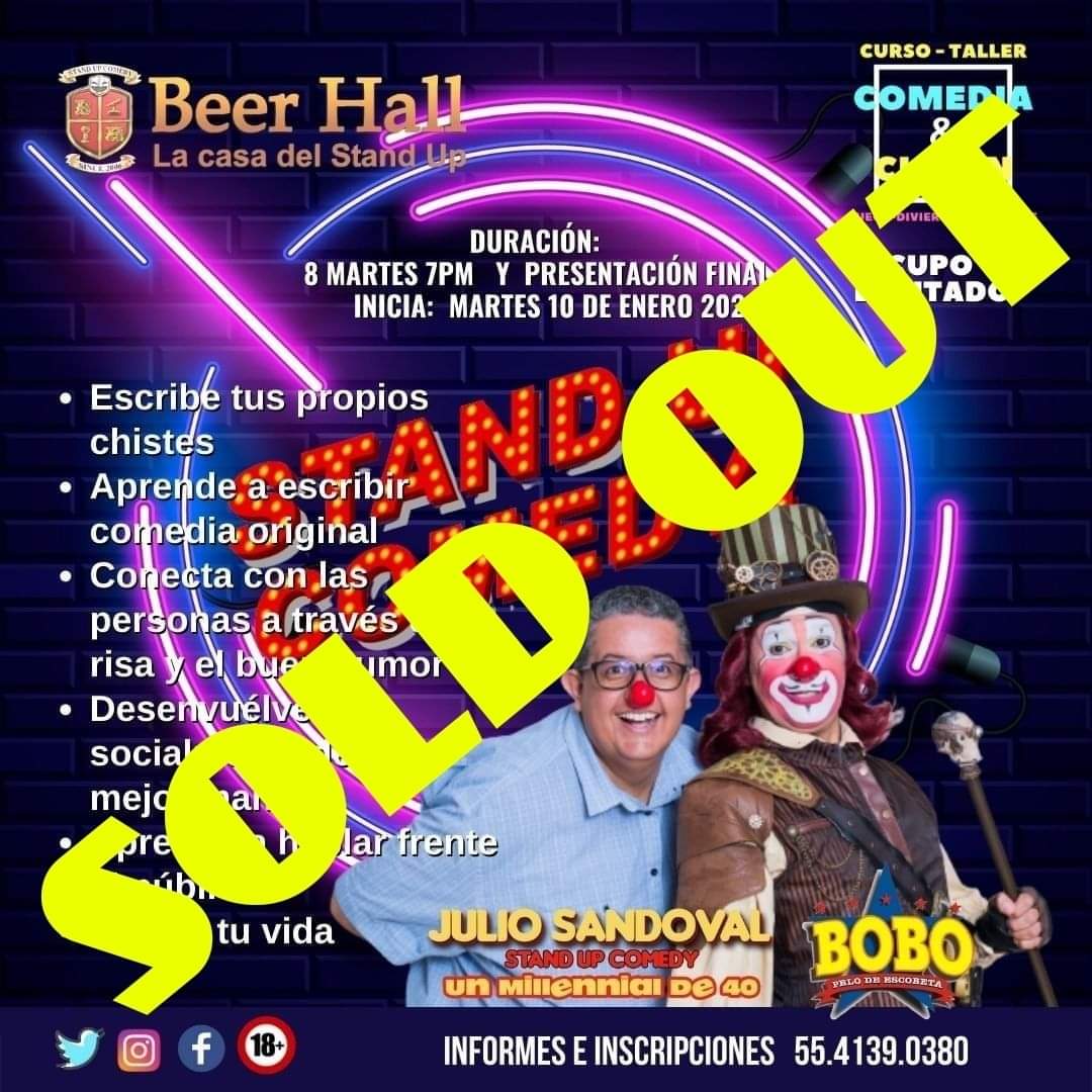 ComediayClown's tweet photo. Gracias, gracias, gracias!!! Grupo completo para este 10 de enero de @ComediayClown en @CasaStand
✅💯🤡🔴🎙️🙏🙏🙏🙏
 #juega #aprende #diviértete #standup #risas #comedia #humor #talleresenlinea #cursosonline #talleresycursos #tallerescreativos #payasa https://t.co/rOhF2XIsEa