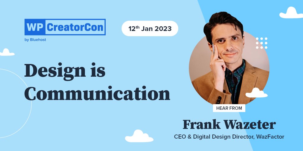 We're delighted to have <a href="/frankwaz/">Frank Wazeter</a> as one of the speakers at #WPCreatorCon! He is the CEO and Digital Design Director of WazFactor. 

Hear him give his expertise on how to make the best use of design for communicating your brand.
