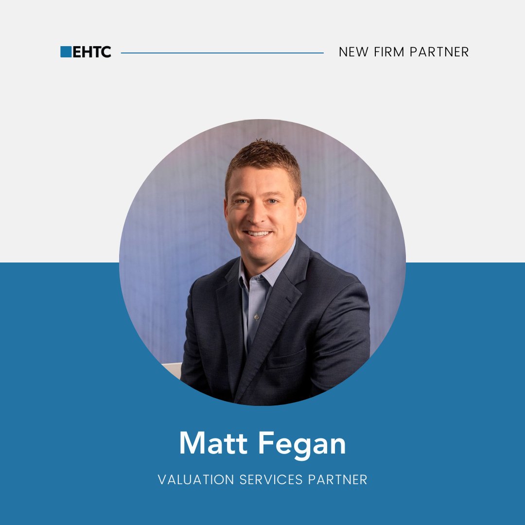 We are excited to announce the promotion of current Valuation Services Director, Matt Fegan, ASA to Valuation Services Partner beginning Jan. 1st.

Matt has been an incredible addition to the EHTC team, and we are excited to welcome him as a new partner as EHTC continues to grow!