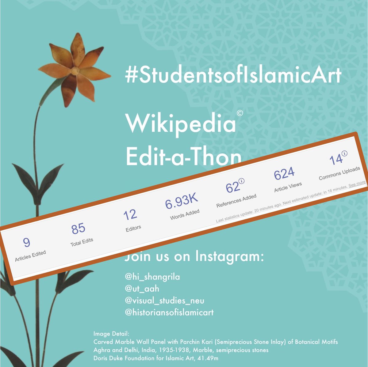 Check the NEU group stats! #StudentsofIslamicArt <a href="/hi_shangrila/">Shangri La Museum</a> <a href="/VisualStudiesNU/">VisualStudiesNortheastern</a> <a href="/UT_AAH/">UT Art & Art History</a> <a href="/HIAA_art/">HIAA | Historians of Islamic Art Association</a>