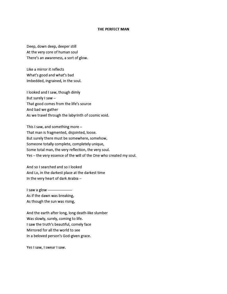 GreenAhmadi's tweet photo. Poem written by Mirza Rafi Ahmed sahib in the English language (not a translation) about the Holy Prophet Muhammad SAW entitled "The Perfect Man". https://t.co/MQCmyP2NwJ