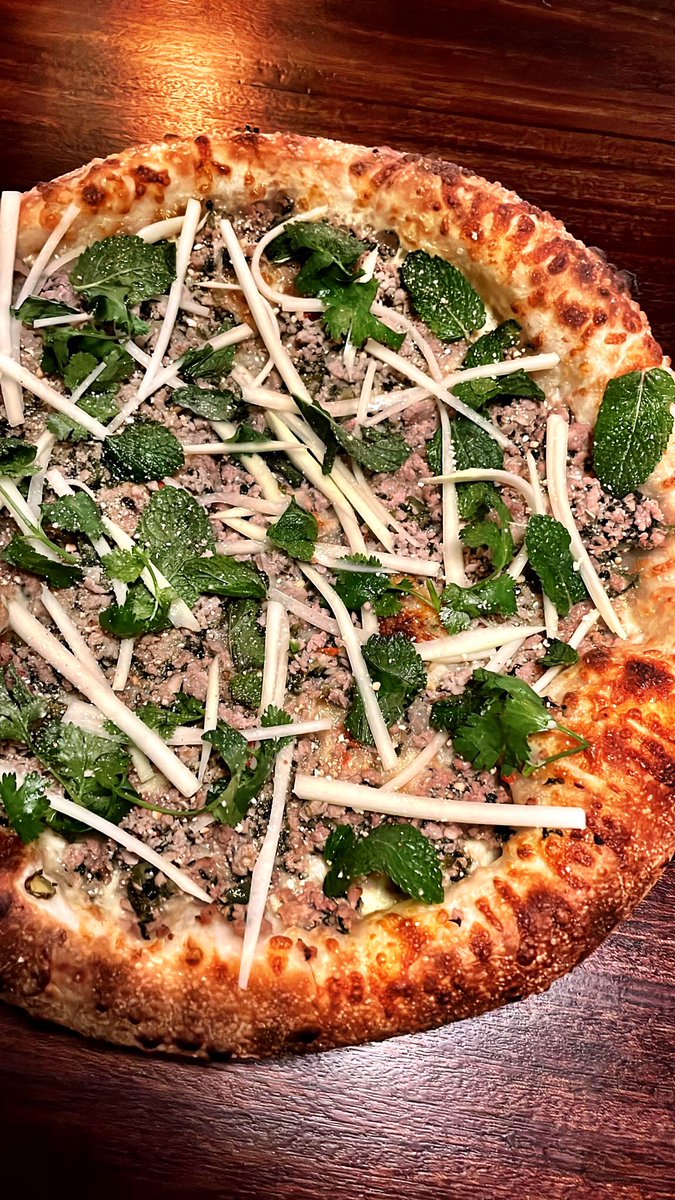 Pork Larb, Green Papaya, Fresh Herbs, Toasted Sticky Rice Powder 

#beastpizza