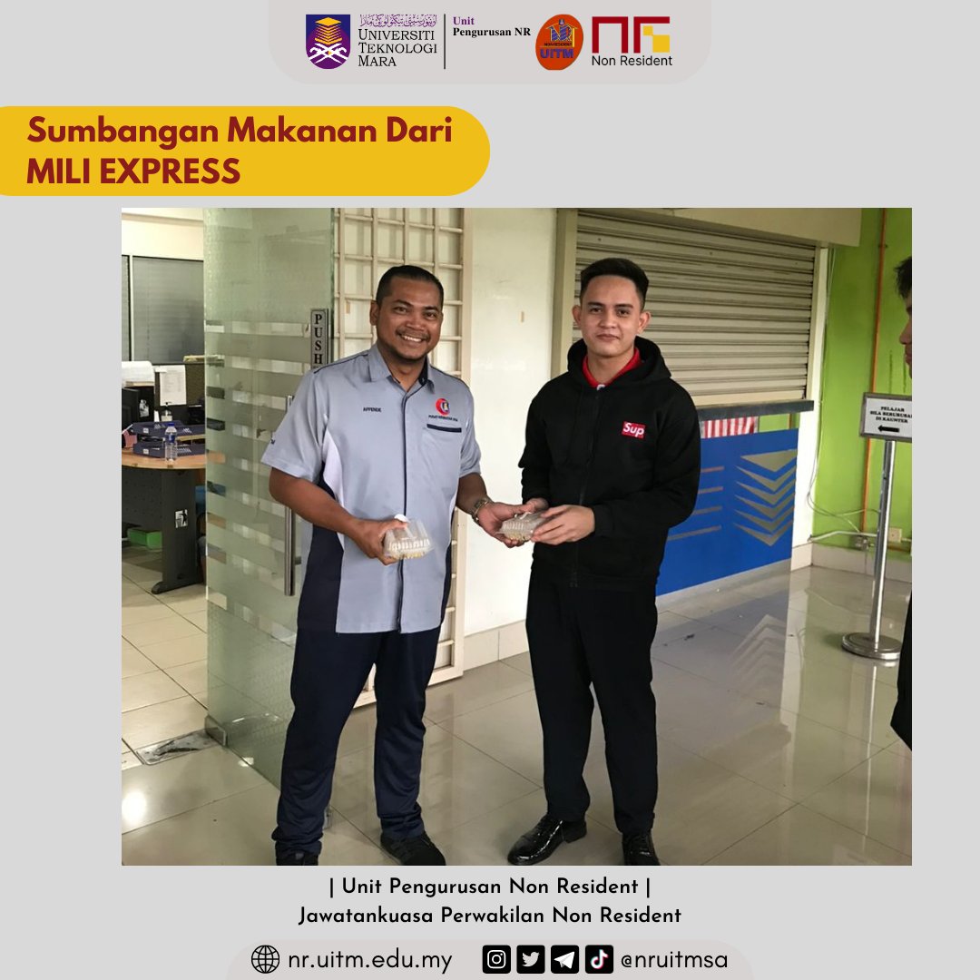 nruitmsa's tweet photo. 8 DISEMBER 2022 | KHAMIS

Assalamualaikum wbt
Salam Sejahtera, 
Salam UiTM DiHatiku. 

Terima kasih kepada MILI EXPRESS LOGISTICS SDN BHD atas sumbangan makanan yang diberikan kepada pelajar NR.

Sekian, terima kasih. 

#NRUiTMSA
#WeLoveWeCare 
#TOMBO https://t.co/235aKLyxb7