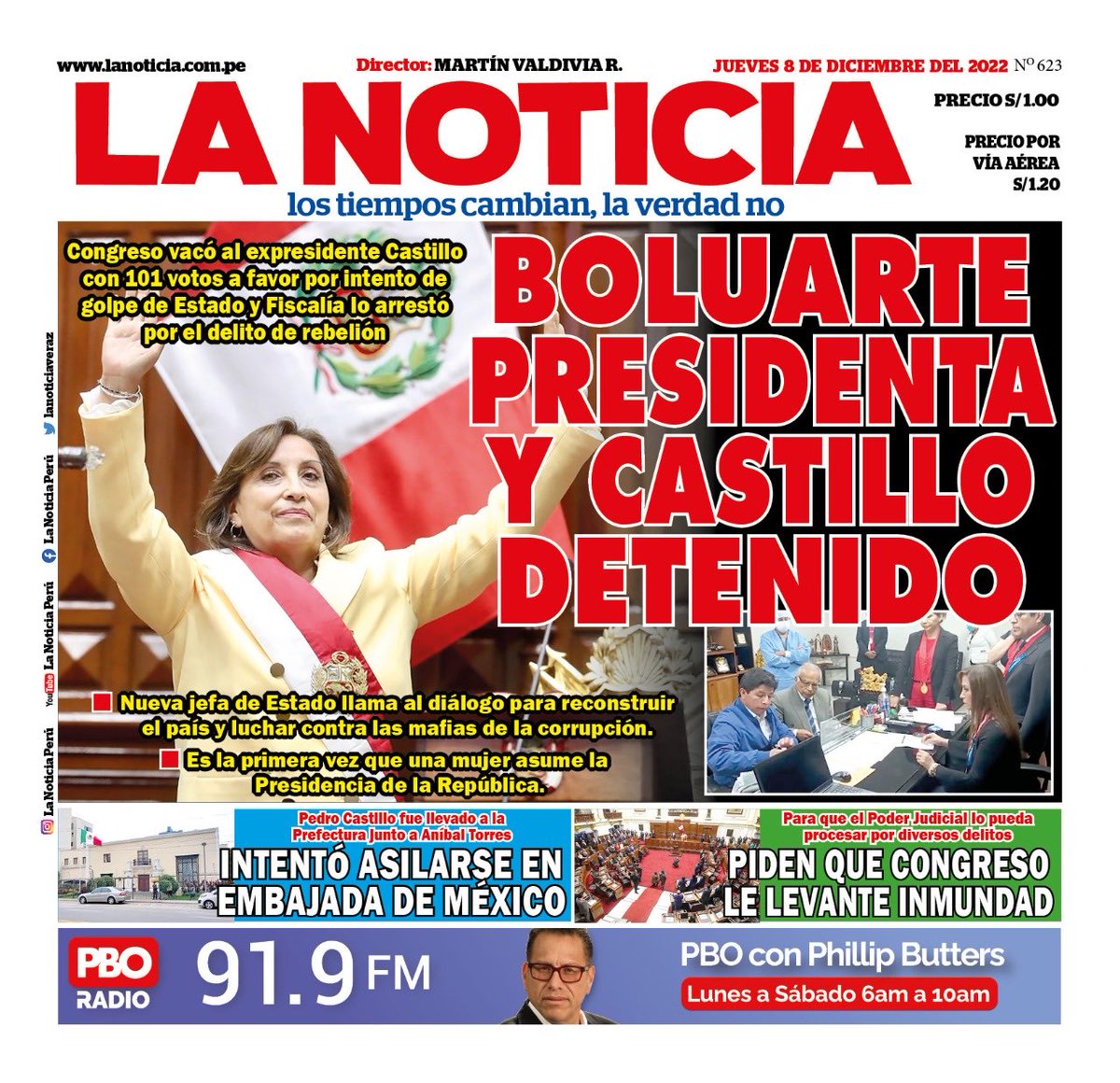 martingvaldivia's tweet photo. Hoy el país inicia una nueva etapa democrática con Dina Boluarte como la primera mujer en el poder. Es hora de trabajar todos juntos por el bien del Perú. ⁦@PBOPeru⁩ ⁦@pastorlinares⁩ ⁦@RobertoVieiraP⁩ ⁦@CesarSandovalP⁩ ⁦@gonzalesposadal⁩ https://t.co/Fwa8LIn7Km