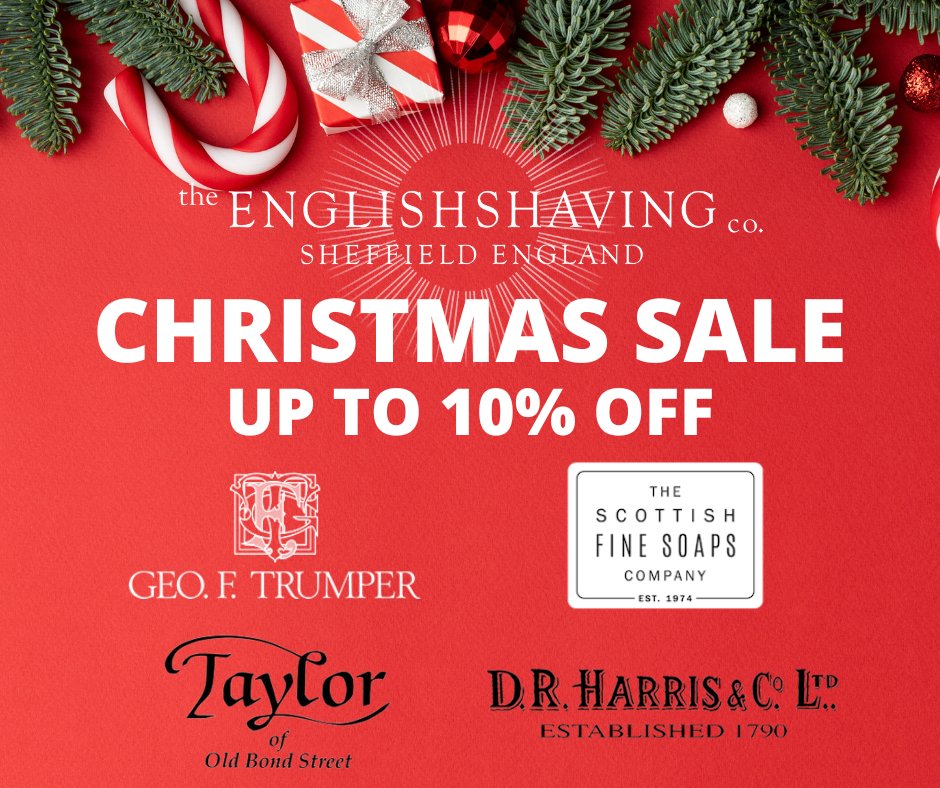 Our Christmas Sale is now live! Save up to 10% off
products from some of our most popular brands
— Edwin Jagger, Geo F Trumper &amp; more.

#christmasgift #christmasdelivery #shavingsoap
#safetyrazors #edwinjagger #drharris
#geoftrumper #scottishfinesoaps
#taylorofoldbonstreet #sotd