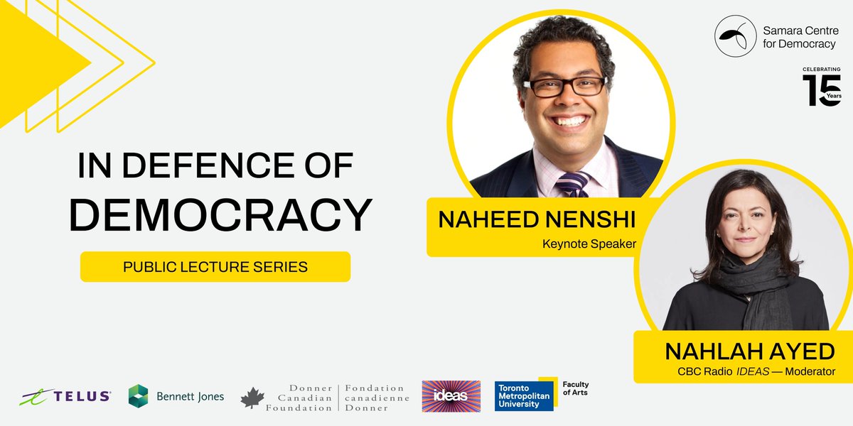 Catch our In Defence of Democracy public lecture on <a href="/cbcideas/">CBC Radio's Ideas</a> tomorrow at 8:05pm ET! 

Hear keynote speaker Naheed @Nenshi and moderator <a href="/NahlahAyed/">Nahlah Ayed</a> explore the possibility of renewing civic purpose in Canada.