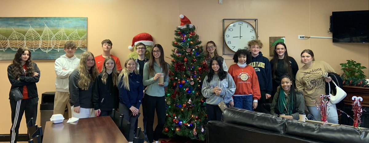Personal Wellness and Development class enjoying and wellness walk and holiday treat at the Howland Bean!