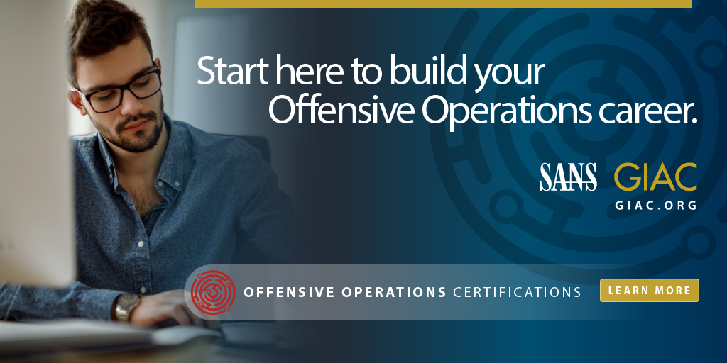 CertifyGIAC's tweet photo. GIAC's offensive operations certifications test your ability to analyze and apply hands-on skills - so you can protect the organization on day one.
Read our blog post to learn more: https://t.co/zYroEkna1A
#giac #certifygiac #certifiedbygiac #giaccertifications #infosec https://t.co/eTaa4xbGIe