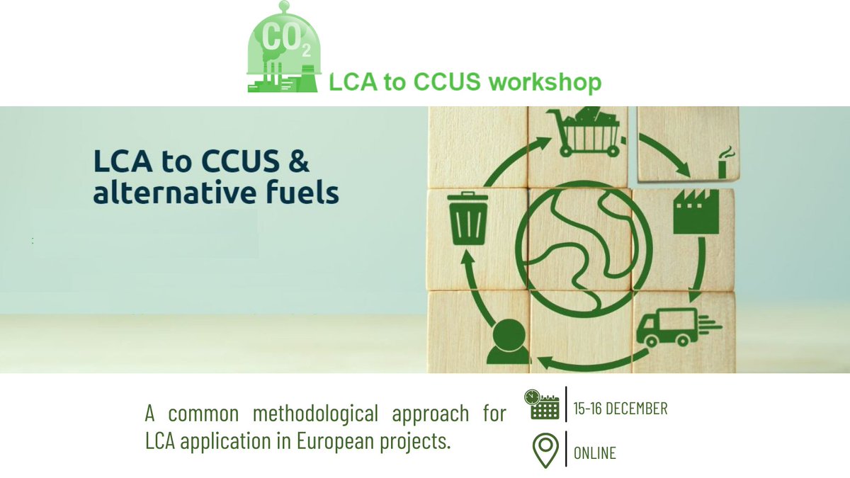 To demonstrate that #CCU, CCS and alternative fuels technologies could contribute to mitigating GHG emissions, Life Cycle Assessment (LCA) has become the most widely accepted methodology.

💻Join the online LCA to CCUS workshop from 15-16 December at bit.ly/3UIKUhR.