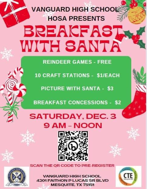 MISDVanguardHS's tweet photo. Thank you to our families for coming out Saturday for HOSA's Breakfast with Santa event. We had a great morning of fun, games, and food! #VHS_HOSA #MISDCTE https://t.co/5tTFYOWD07