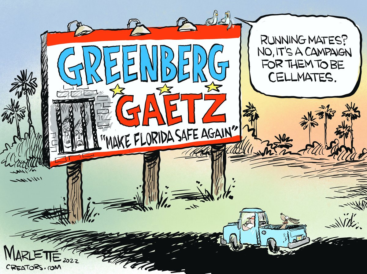 Andy Marlette (@andymarlette) on Twitter photo #Florida cartoon: Greenberg gonna need a "wingman" to get him through 11 years in prison... #MakeFloridaSafeAgain <a href="/mattgaetz/">Matt Gaetz</a> @RepMattGaetz #Florida cartoon: Greenberg gonna need a "wingman" to get him through 11 years in prison... #MakeFloridaSafeAgain <a href="/mattgaetz/">Matt Gaetz</a> @RepMattGaetz