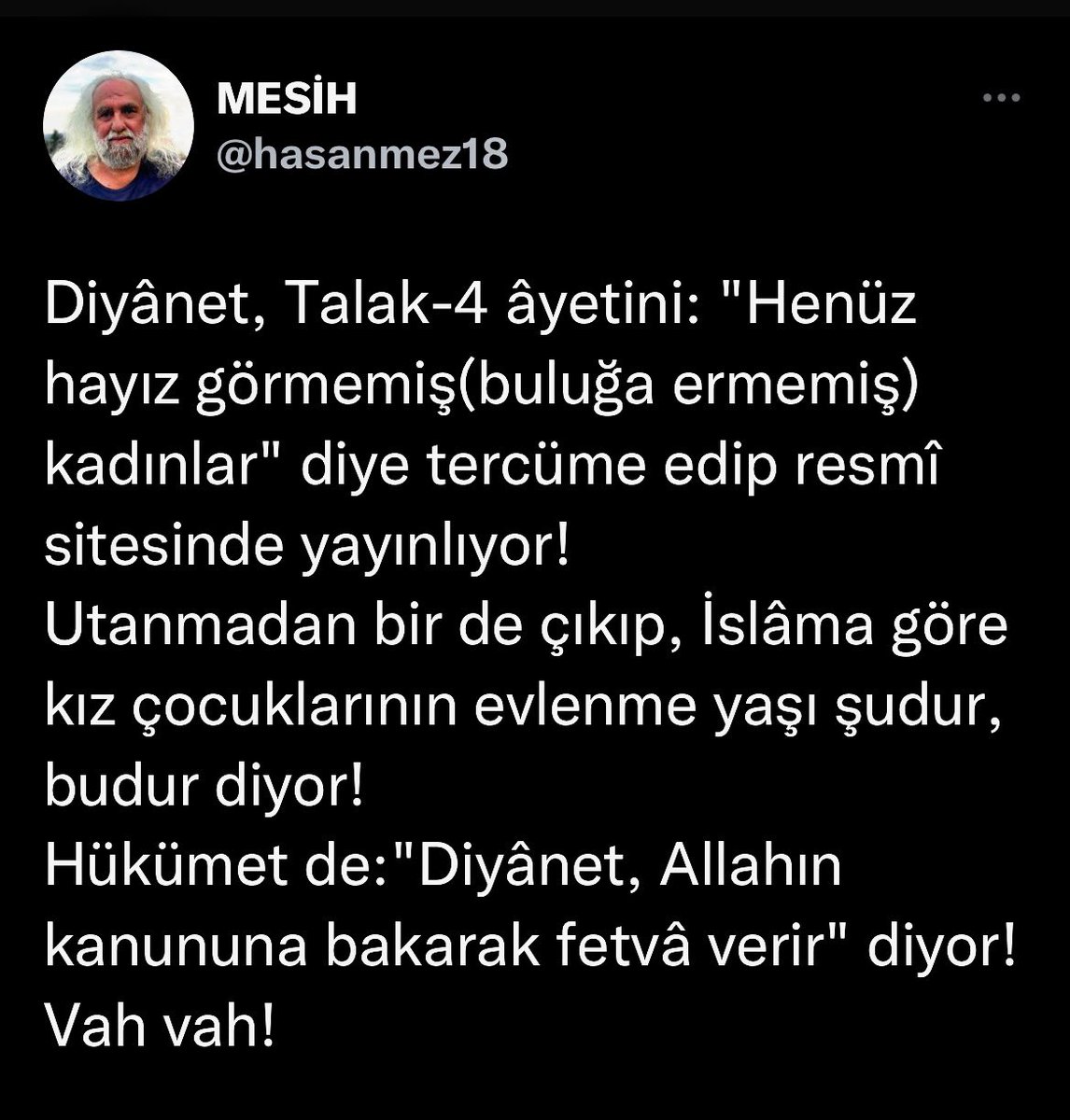 mesih_isa_hasan's tweet photo. Çocuk evliliğiyle ilgili dînî ahkâmı iptal ettiğimi açıklamıştım!
Din kitapları çocuk evliliğini meşru gören naslarla dolu!
Sorunu, Dinimizde çocuk evliliği yok, diyerek çözemezsiniz!

Mesihe kulak verin, Din kitaplarında anlatılan 7. yy yaşamını, İSLAM diye öğretmekten vazgeçin! https://t.co/PhKON67WzD