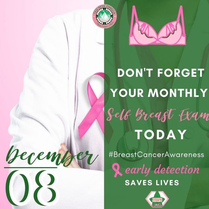 It's the 8th of the month - time to check out "the girls" and check on your Girls. Don't forget to remind at least 8 women to complete a self breast exam (SBE) today!

#BeABreastFriend #SBEChallenge #WomensHealth #TargetII #AKA1908 #AKAFWR #AKATBO #TauBetaOmega #TBΩ