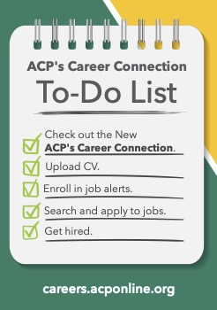 Texas_ACP's tweet photo. New Year, New Career! Search hundreds of job listings online at ACP's Career Connection. Advance job search options target your specialty and desired location. 

Take control of your career search with @ACPCareerConnec. 

#InternalMedicine #PhysicianJobs #IMEssential https://t.co/mtFRAWDtVo