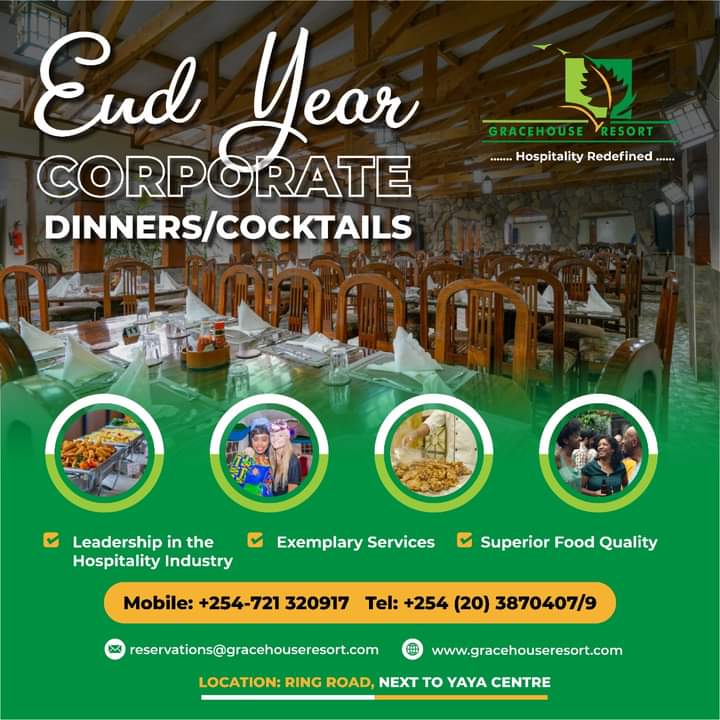 GracehouseKenya's tweet photo. Finally  the Year is coming to an End  
Are you looking for a venue to hold your corporate End year Event ? 
Do not hesitate to call us and book a venue 
📞0721320917
reservations@gracehouseresort.com https://t.co/G9vjfzwI2M