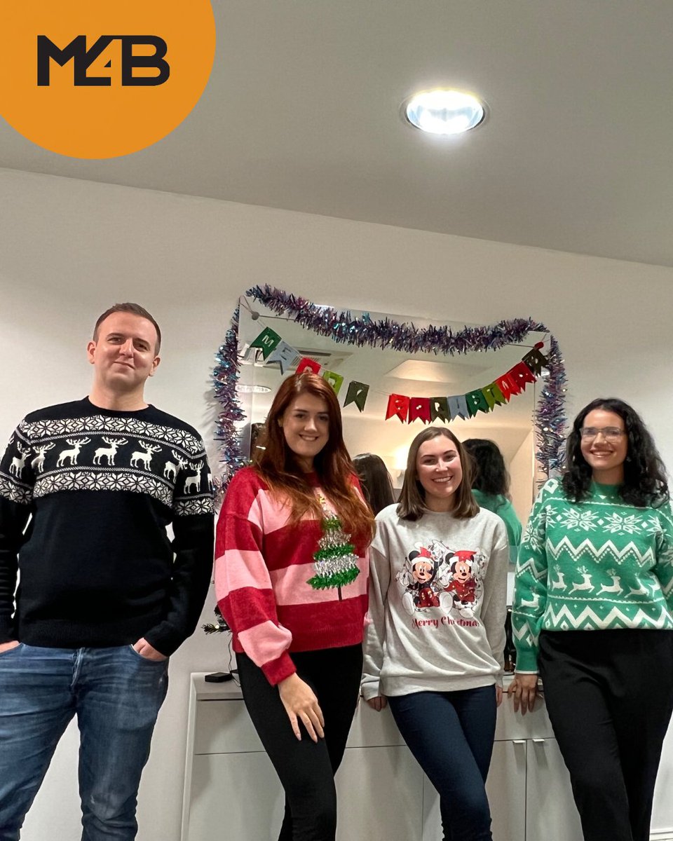 M4BLtd's tweet photo. Today is #ChristmasJumperDay! In aid of @savechildrenuk, Christmas Jumper Day is held every year to help raise money for this amazing charity. We sported our best Christmas jumpers today, which is your favourite? 

#ChristmasJumper #SaveTheChildren #M4B https://t.co/UDoyIUMQ0e