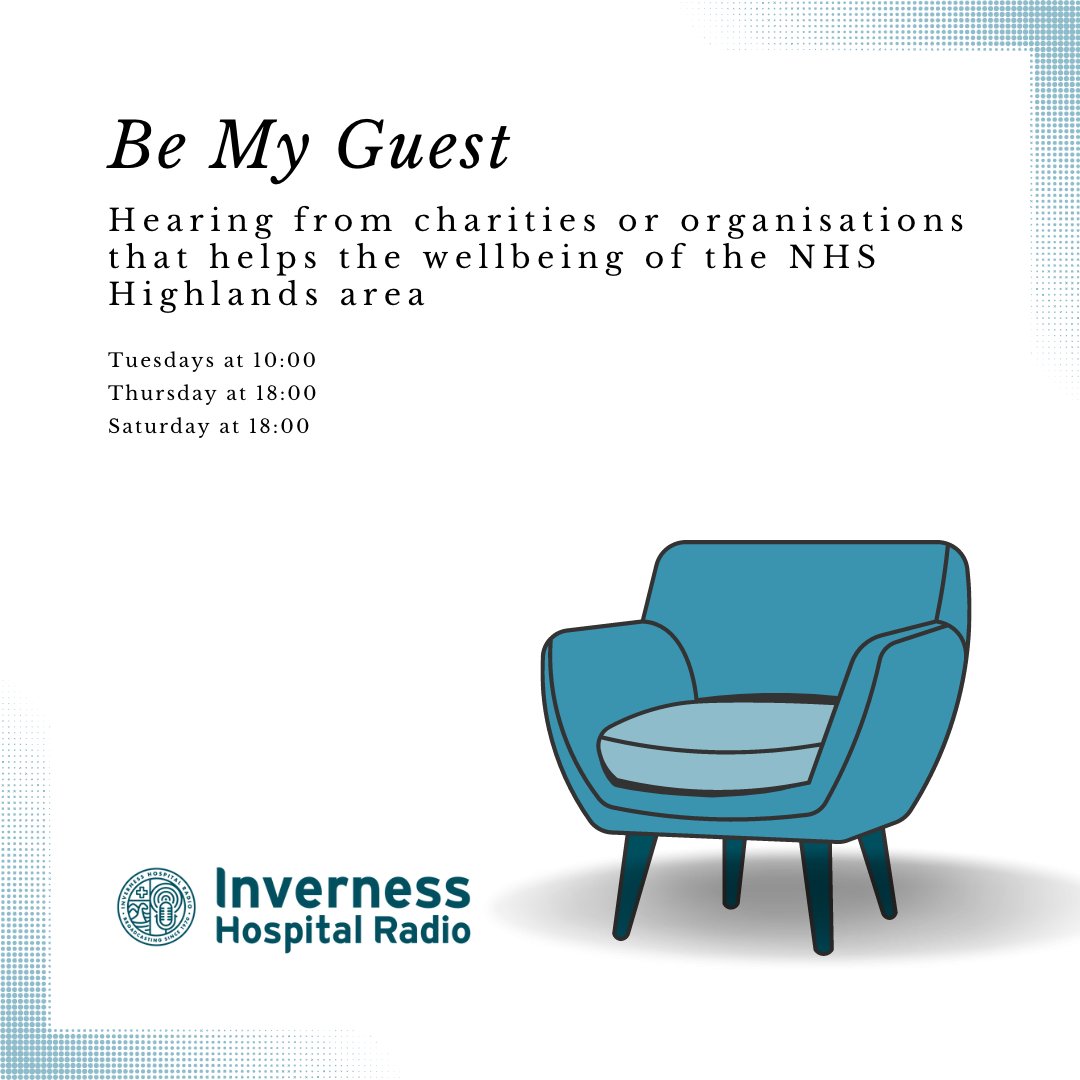 highlandhradio's tweet photo. Our new episode of Be My Guest is live now!
Terry talks to the amazing volunteers at Friends of Raigmore Hospital 

Listen here 👉 https://t.co/OtpiMMBaMx
 #inverness #HospitalRadio #online #raigmore #RadioShow #IHR #Inverness #hospitalradio #internetradio #radio #highlands https://t.co/VFzK8X4kJ2