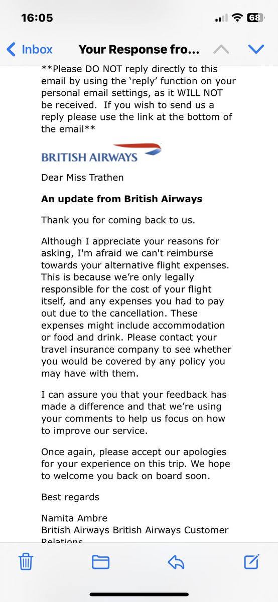 icegem1990's tweet photo. Anyone expecting a refund for very expensive flights they had to pay for because @British_Airways cancelled your flights and you had no other choice but to pay over £2000 for 2 people to be able to get home. Good luck!! Shocking company to deal with, never again!! https://t.co/1xwE4Xmp9W