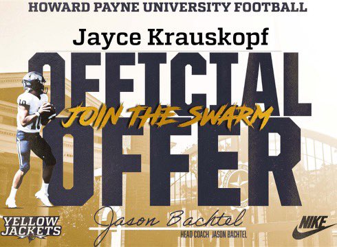 Great talk with Coach Patton blessed to receive official offer from Howard Payne University <a href="/RecruitsCenTex/">Coach Jimmy Andrews</a> <a href="/PleasantonFB/">Pleasanton Eagle Football</a> <a href="/CrowtherCoach/">Coach Crowther</a>