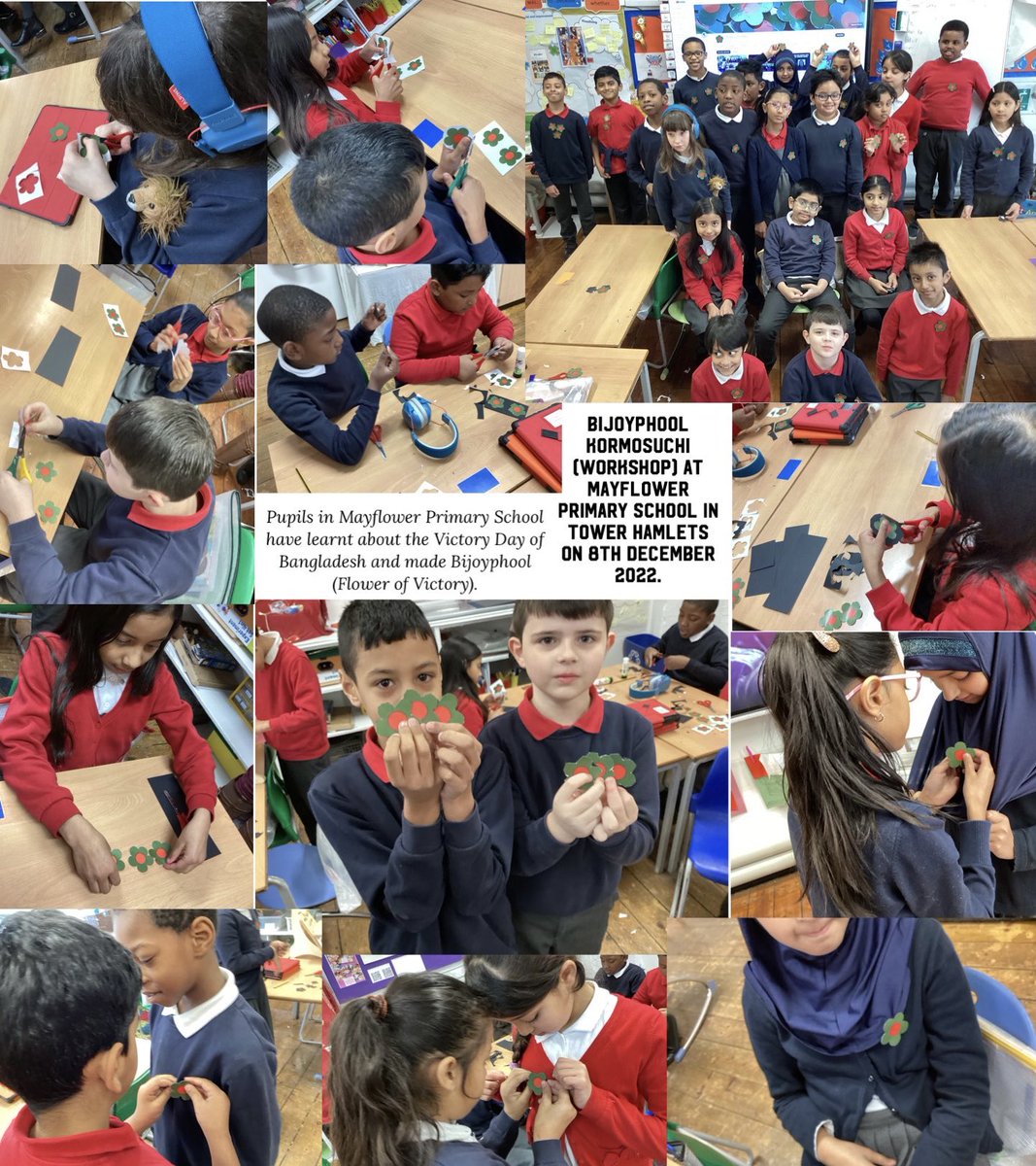 MayflowerSch's tweet photo. #bijoyphool #VictoryDayofBangkadesh #HimidClass #Year4 #LKS2 #History #Diversity : Pupils in Year 4 (Himid Class) have learnt about the Victory Day of Bangladesh (which will be on 16th December), and made Bijoyphool (Flower of Victory). https://t.co/tgYk8SHdn4
