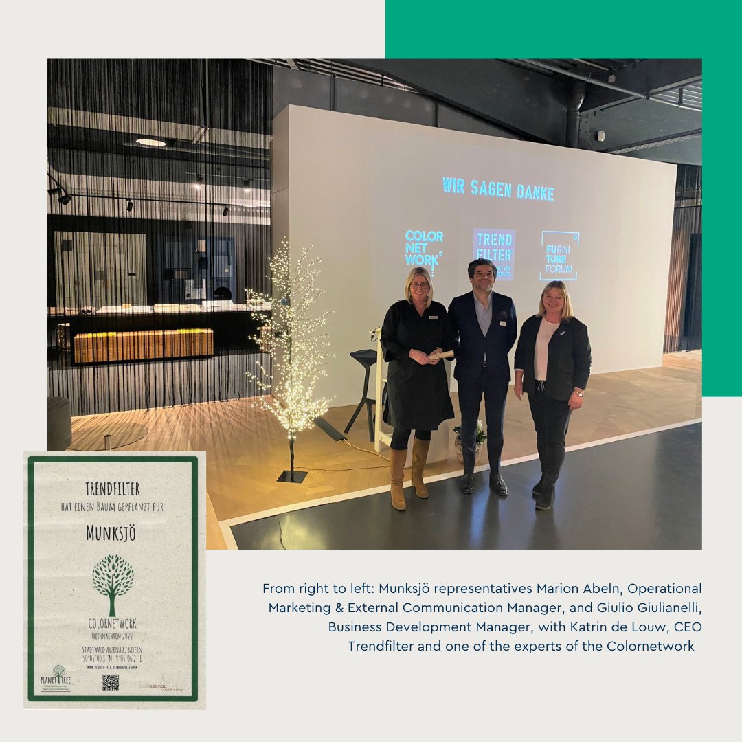 munksjodecor's tweet photo. There were many reasons to celebrate at the Furniture Future Forum in Bünde, Germany, held on December 1st: the 25th anniversary of #Trendfilter; 15 years of the Furniture Future Forum, and 3 years of #Colornetwork®, a network that #Munksjö is proud to be a part of. #decorpaper https://t.co/rj5KKoqsbF