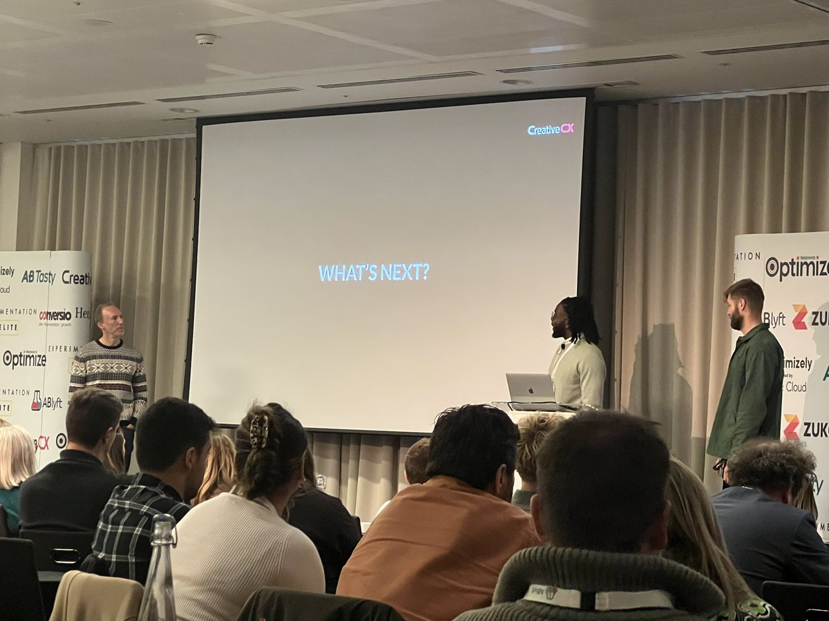 An incredible #EXelite22 talk by <a href="/creative_cx/">Creative CX</a> <a href="/cjgibbins/">Chris Gibbins</a>, Paul Wainwright &amp; @ynap Senior Experimentation Manager, Ibrahim Lawal! 👏
Check out some of their slides ⬇️