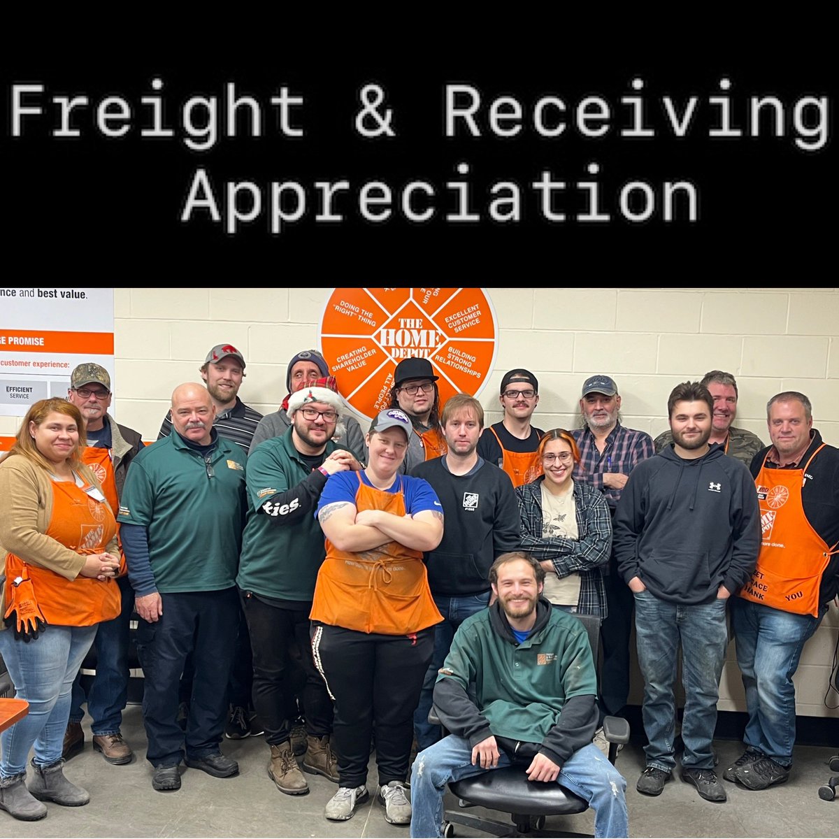 Congratulations to all our Freight &amp; Receiving associates on your Celebration and all you do for the store. <a href="/bryan_robie/">Bryan Robie</a> <a href="/trayvan25/">Tracey Gordon</a> <a href="/WSeneca1231/">Home Depot 1231</a>