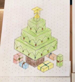 1. Download some PDF isometric dot paper at dailystem.com/resources
2. Give some to your kids
3. Challenge them to draw something festive
