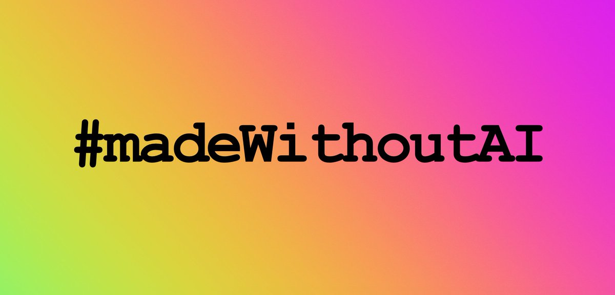How is the hashtag #madeWithoutAI not a bigger thing yet - will be used by all the 'real artists' that want to signal that their art is made without any input from <a href="/midjourney/">Midjourney</a> , <a href="/OpenAI/">OpenAI</a>, <a href="/StabilityAI/">Stability AI</a>, etc