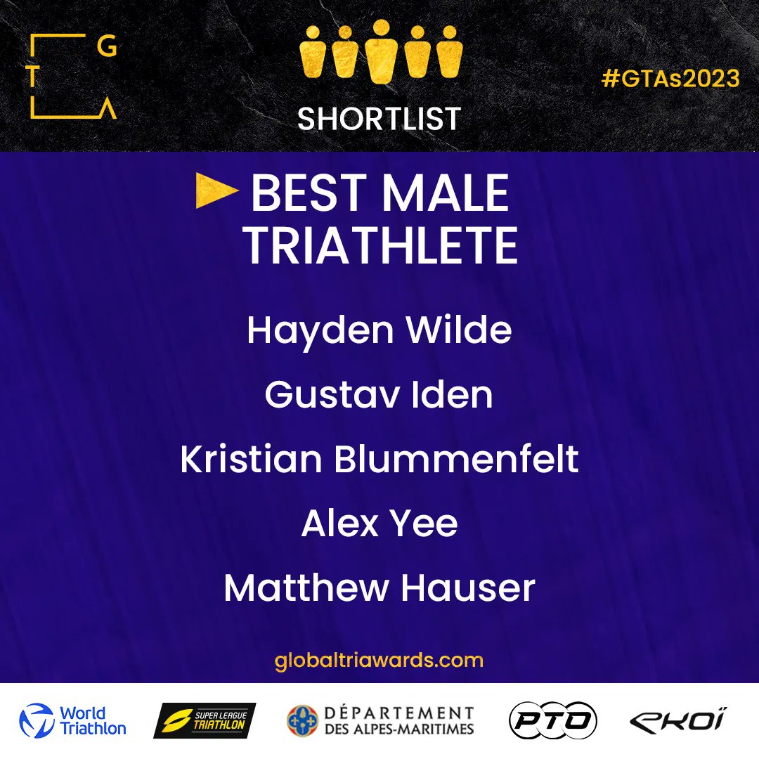 globaltriawards's tweet photo. We are very pleased to announce the Best Male Triathlete shortlist for the #GTAs2023  

Kristian Blummenfelt
@Lixsanyee
@HaydenWilde
@GustavIden
@Matt_Hauser 

Congratulations!

#swimbikerun #triathlon #bestmale https://t.co/sWPtyL7PKf