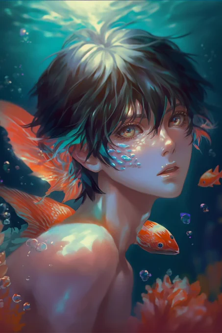今日は人魚を描いてもらいました#nijijourney 