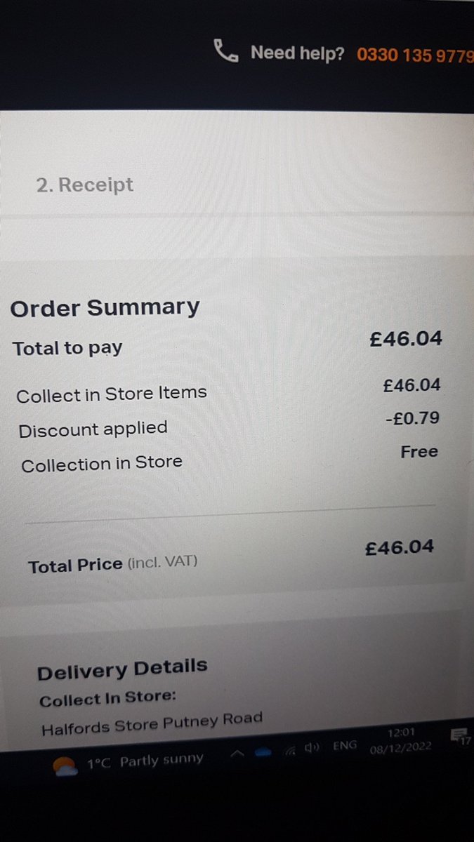Maxi_mus321's tweet photo. @Halfords_uk Wow! Applied 10% discount code and it took off 79p from £46.04 order?somethings not right. https://t.co/S5jMtJgw4M