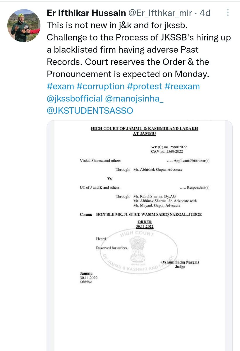 Er Iftikhar (@er_ifthkar_mir) on Twitter photo What the hell is with <a href="/jkssbofficial/">JKSSB Official</a> .
All exams cancelled.
Students are in trauma.
Exams in j&k are equal to hell 😈😈
<a href="/OfficeOfLGJandK/">Office of LG J&K</a>
Give us poision now 🙏🙏🙏🙏🙏 What the hell is with <a href="/jkssbofficial/">JKSSB Official</a> .
All exams cancelled.
Students are in trauma.
Exams in j&k are equal to hell 😈😈
<a href="/OfficeOfLGJandK/">Office of LG J&K</a>
Give us poision now 🙏🙏🙏🙏🙏