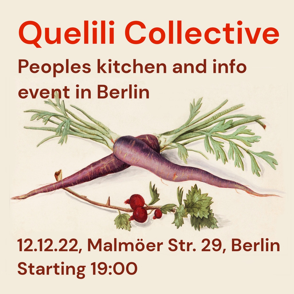 🥗 Peoples kitchen and info event in Berlin 🗣️

On monday we make some food and share some info on our project. Maybe there will be a 📽️ as well.

📍 Houseprojekt M29. Malmöerstrasse 29, 10439
⏰  12.12.22, 7pm