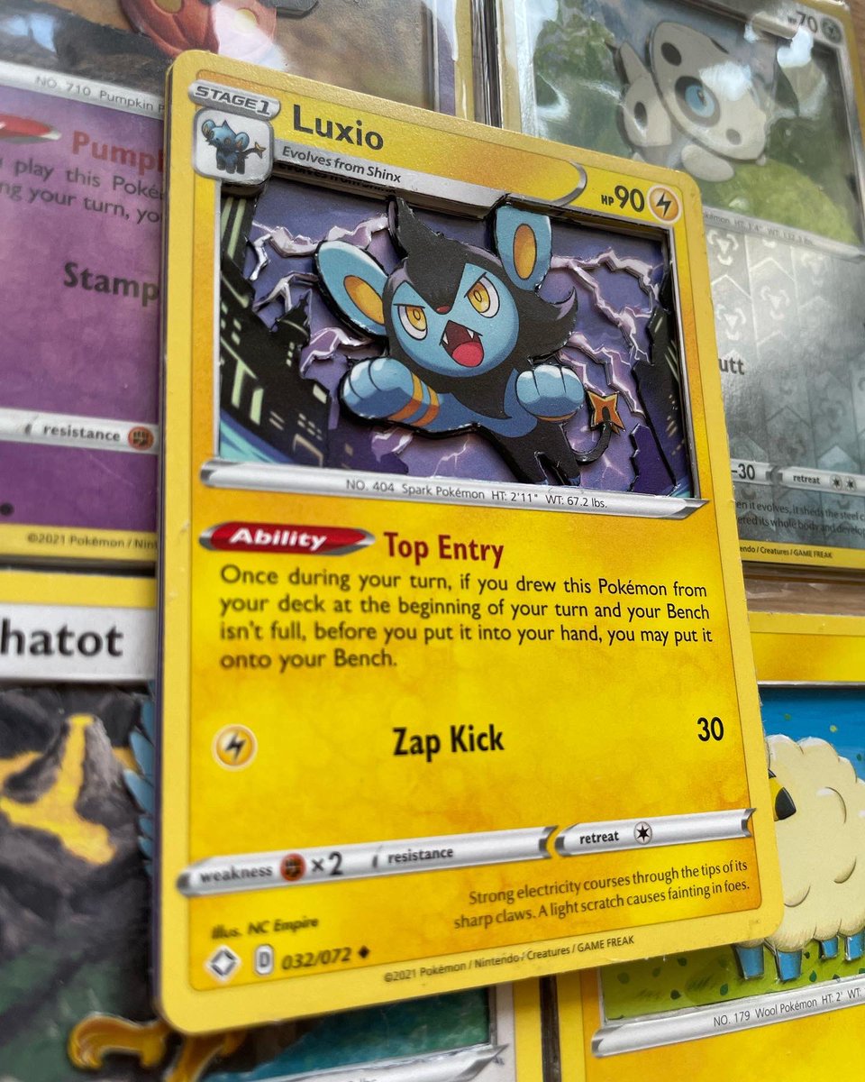 Custom3Dcards's tweet photo. Todays post is Luxio from the Shining Fates set! What do you think? What card do you want to see next? #pokemon #pokemoncards #pokemontcg #tcg #cards #3d #luxio #lightning #electric #electrictype #dog #furry #yellow #craft #handmade #etsy #gen4 #diamondandpearl #sinoh #shinx https://t.co/FuSGeqfVAH