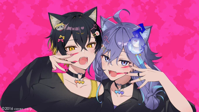 イラスト担当しました!猫耳です【歌ってみた】アニマル / DECO*27 【covered by  夜十神封魔 Yatogami Fuma × 水無世燐央 Minase Rio 】 封魔絵 #燐央絵 