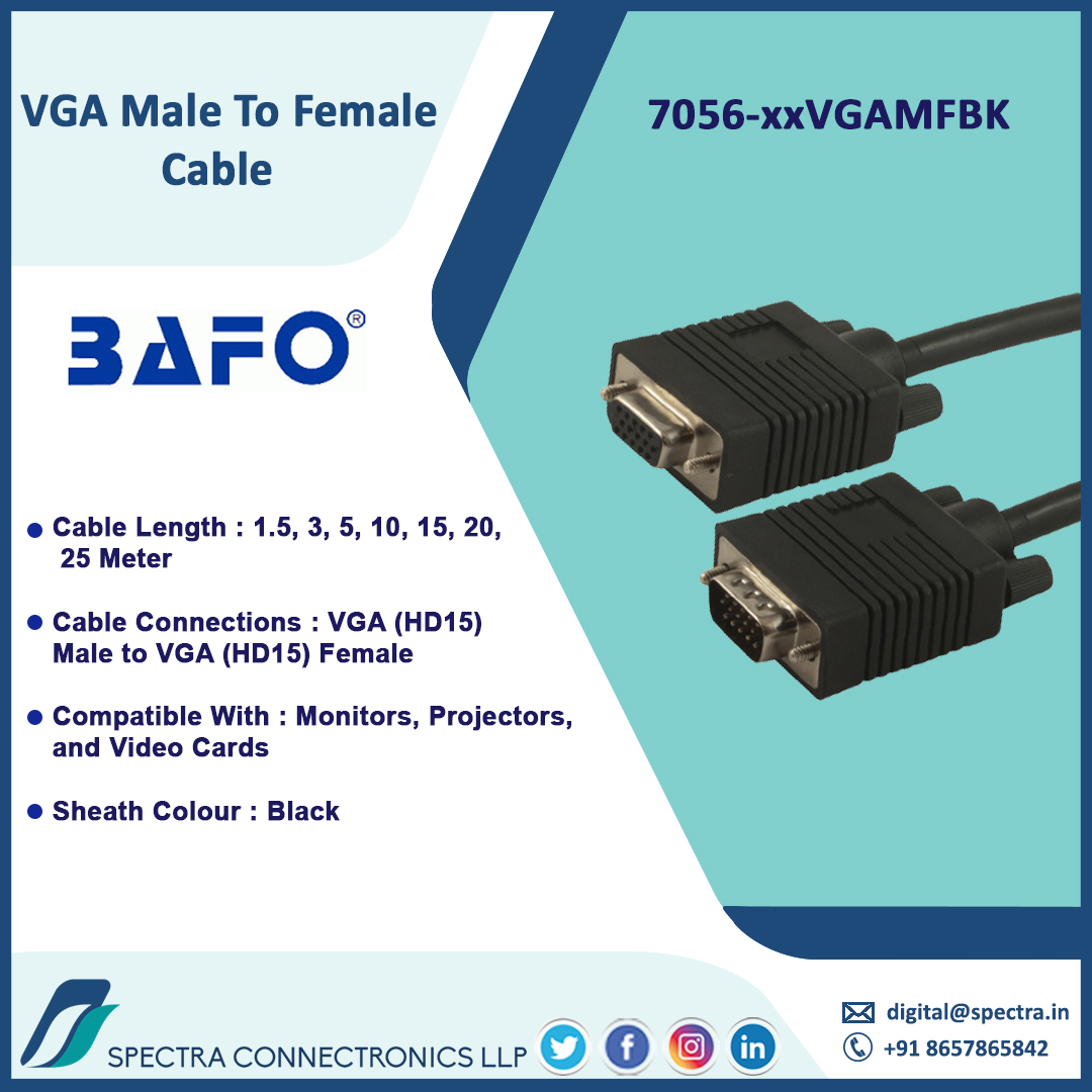 spectra_connect's tweet photo. Buy BAFO VGA Male To Female Cable now at 
https://t.co/R7W3ngu0iN

#totalconnectivitysolutions 
#spectraconnectronics 
#bafo 
#cables 
#bafocables 
#vgacables 
#monitor 
#projector 
#videocards
#laptops 
#cableconnection 
#electronicdevice
#datatransmission
#datasignals https://t.co/lDfCUXMMyT